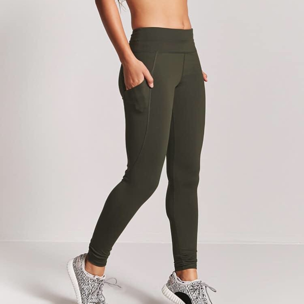 Olive Green Forever 21 Activewear Leggings
